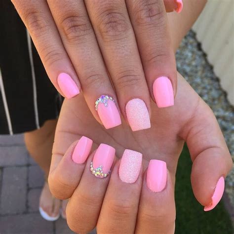 pink short nails ideas|short light pink acrylic nails.